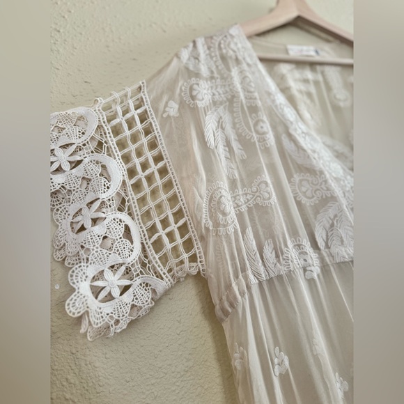 4 Love & Liberty x Johnny Was | Silk Embroidery Empire Waist Maxi Dress - Size M - Picture 2 of 5